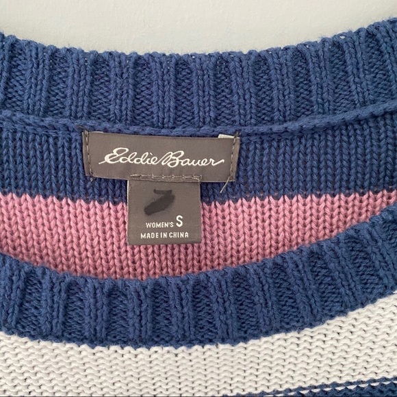 Eddie Bauer Knit Striped 3/4 Sleeves Women Sweater - Picture 3 of 11